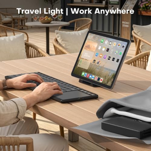 OMOTON Rechargeable Foldable Keyboard with Touchpad & 3 Bluetooth Channels - 4