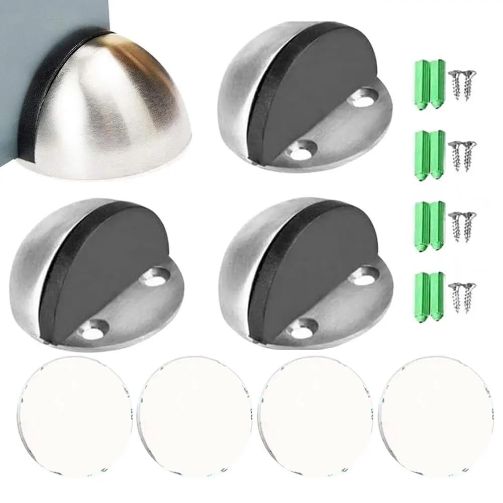 Tuidzljd Floor Door Stoppers Stainless Steel Floor Door Stopper 4X Floor Door Stops Floor Mounted Door Stoppers for Studio Home