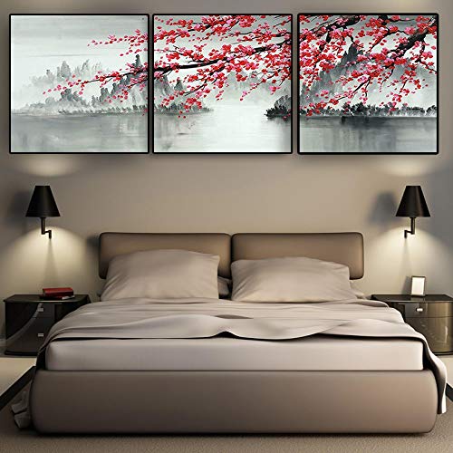 Toile Art Peinture Chinois Rouge réveille les murs blancs du salon