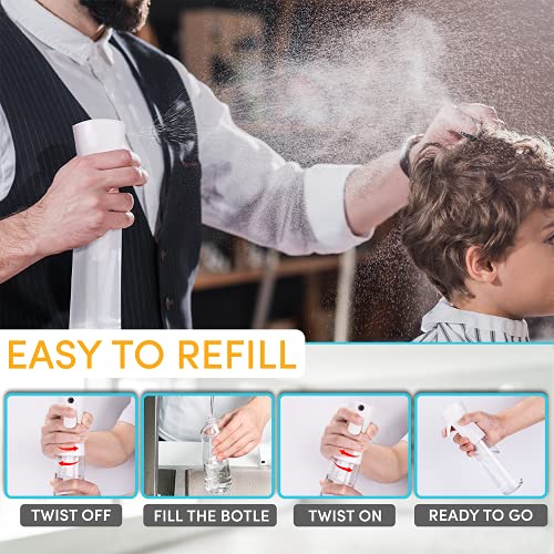 Hula Home Continuous Spray Bottle (10.1Oz/300Ml) Empty Ultra Fine Plastic Water Mist Sprayer – For Hairstyling, Cleaning, Salons, Plants, Essential Oil Scents & More - White #TOP3