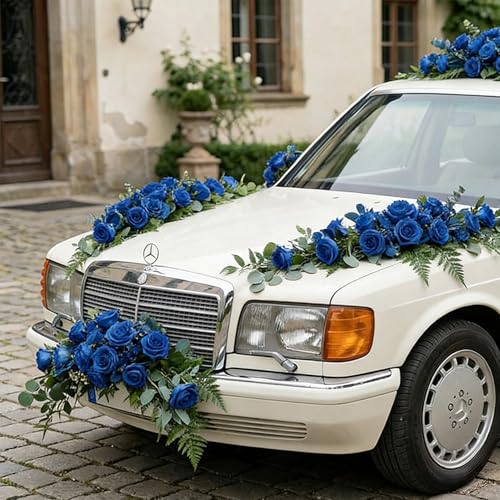 Image of 100Pcs Real Looking Royal Blue with Diamonds Artificial Rose Flower Heads, Foam Fake Roses for DIY Wedding Decorations Baby Shower Centerpieces Home Party Valentine's Day Mother's Day Decor