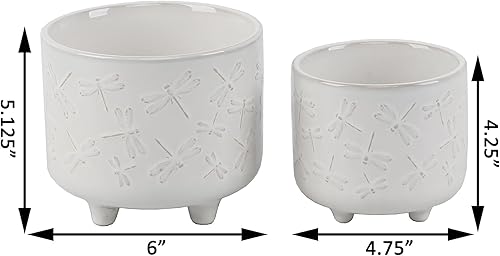 Miniatura 2 de Flora Bunda Juego de 2 macetas de cerámica con patas de libélula de 6 pulgadas y 4.75 pulgadas