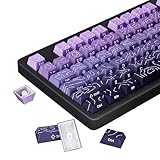 FunHub Shine Through PBT Keycaps - Purple Gradient Topographic Backlit Keycaps Set 133 Keys 60 65 75 100 Percent Cherry Profile,Side Printed Double Shot RGB Key Caps for MX Switches Gaming Keyboard