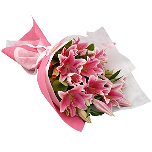 FACTORÍA FLOR, RAMO DE 5 TALLOS DE LILIUM ORIENTAL ROSA FRESCO. ENVIO A DOMICILIO.