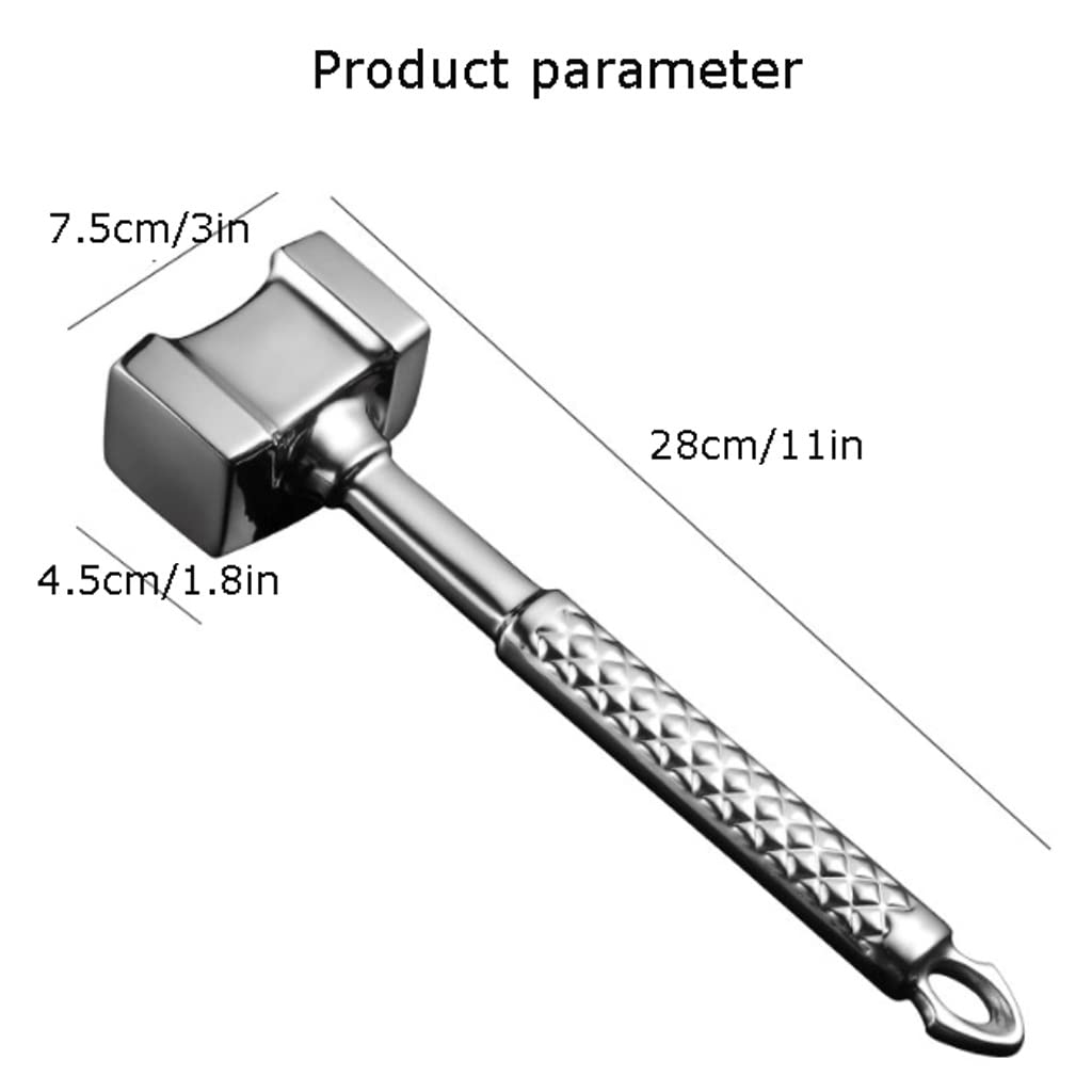 Fleischklopfer Hammer, Fleischklopfer aus Edelstahl, doppelseitiger Fleischklopfer mit Hakendesign, Fleischhammer for die Haushaltsküche, Steakschläger(Type a)