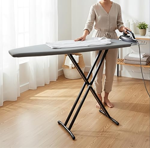 Image of SD STANDLONE Premium Foldable Ironing Board with Iron Rest & Adjustable Height | Heavy-Duty Steel Frame | Heat-Resistant Padded Cover | Stable Non-Slip Legs | Space-Saving Design for Home Use