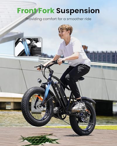 Image of isinwheel M10 Pro Electric Bike, 1000W Peak Motor, 22 MPH 20 inchx4 inch Fat Tire Ebike, USB Phone Charging Port, 10.4Ah Removable Battery, 7-Speed Electric Dirt Bike for Adults, Teens & Women