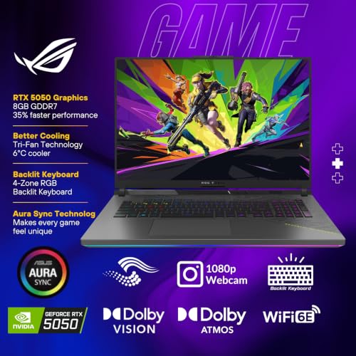 ASUS ROG Strix G18 Gaming Laptop, 18” 144Hz FHD, NVIDIA GeForce RTX 5050, AMD Ryzen 9 8940HX(>i9-13900HX), Aura SYNC, RGB Backlit Keyboard, Dolby Vision Atmos, Win 11, Black(32GB DDR5 RAM | 1TB SSD) - Image 5