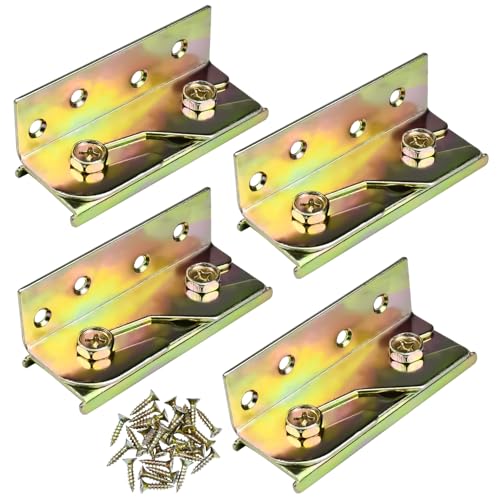 Bed Rail Brackets Set of 4 - Heavy Duty Bed Frame Hook Brackets for Headboards & Footboards, Universal Bed Rail Fittings with Screws Included, Easy Installation