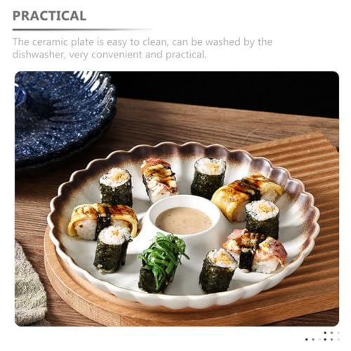 Plato cerámico estilo japonés para sushi y dumplings miniatura 7