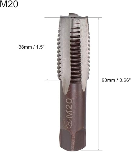 Miniatura 2 de uxcell Grifo de mano métrico M20 rosca 2.5 paso 4 flautas rectas H2 herramienta de aleación inferior de acero y tornillo cónico juego de