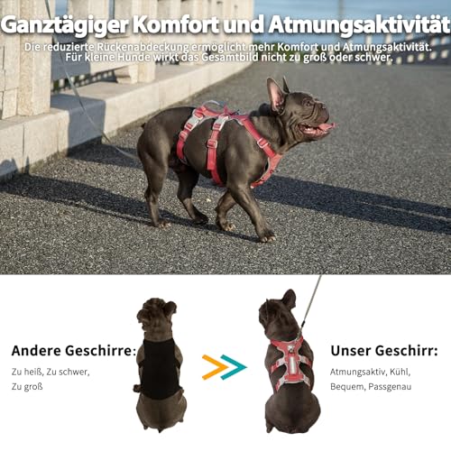 Huntboo Hundegeschirr Ausbruchsicher, Panikgeschirr Hund, Reflektierender Gurt mit Gepolstertem Griff, Atmungsaktiv, Verstellbare Weste für Große Hunde, die Spazieren Gehen,und Rennen (Rot, L)