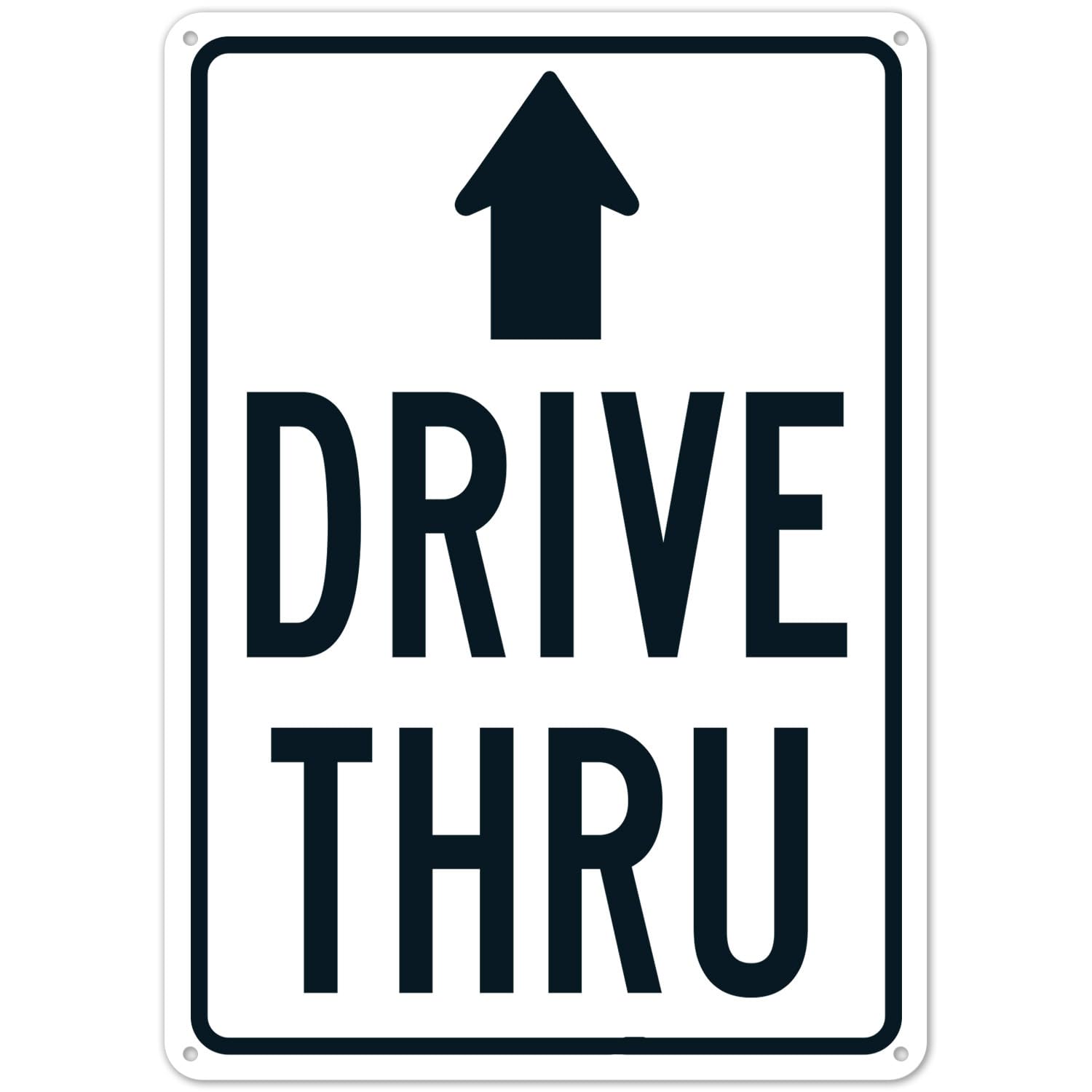 Drive Thru Sign With Up Arrow, Metal Tin Sign 12 x 8 Inch, Business Traffic Guide Plaque
