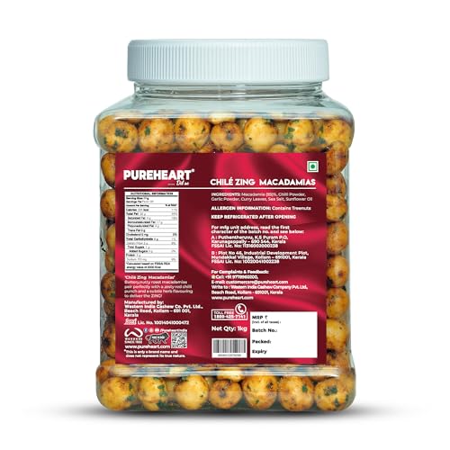 Image of PUREHEART Nutreat Chile Zing Australian Macadamias - Spicy Roasted Macadamia Nuts | Buttery Crunch Snack | 1000g | Gluten-Free & Keto-Friendly