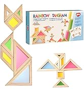 BOHS Rainbow Tangram with Activity Cards - 1 Inch Thickness - Toddler Kids Light Table/Window Toys