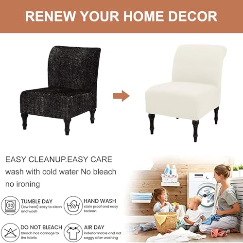 Image of Eco-Ancheng Armless Chair Slipcover Removable Armless Accent Chairs Covers Washable Armless Slipper Chair Slipcover Printed Armless Chair Furniture Protector Covers for Living Dining Room Hotel