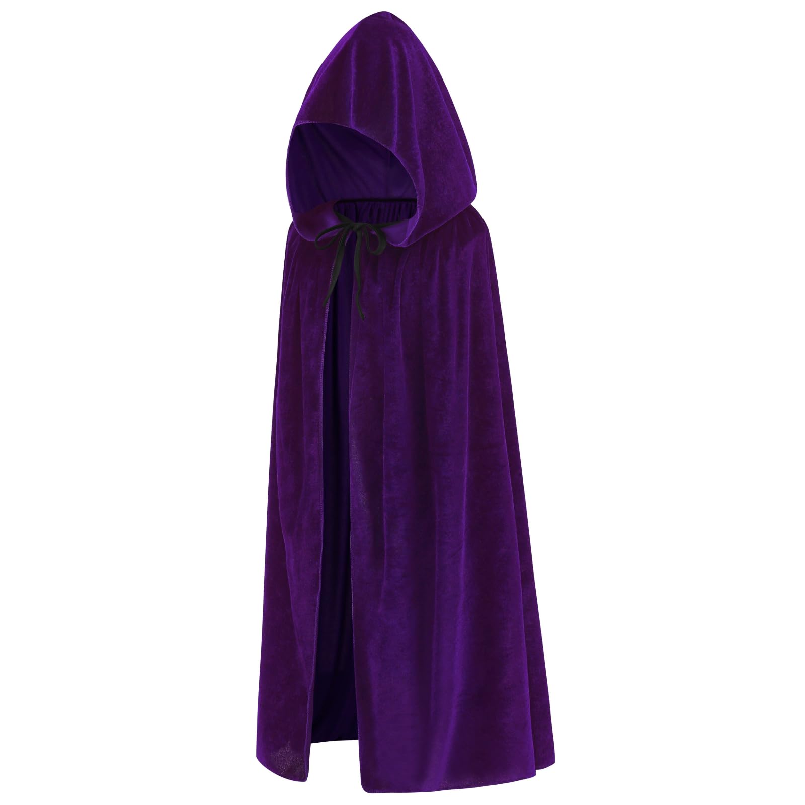 RRCBMD Adults Velvet Hooded Cape for Men Women Medieval Renaissance Unisex Cloak with Hood Purple Halloween Cosplay Costume 66.9inch - Image 2