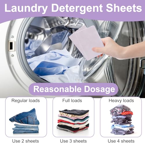 Image of Loopeer 600 Loads Laundry Detergent Sheets Bulk No Leak Laundry Soap Sheets Anti Sensitive Liquidless Laundry Supplies Washing Strips for Home Dorm(Lavender)