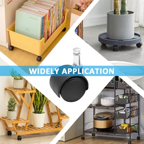 Suiwotin EKIS1565SUI01 5Pcs 1 Inch Swivel Caster Wheels, M8 Circlip Stem Caster Wheels, Heavy Duty Casters, Black Nylon Wheels Replacement thumb #6