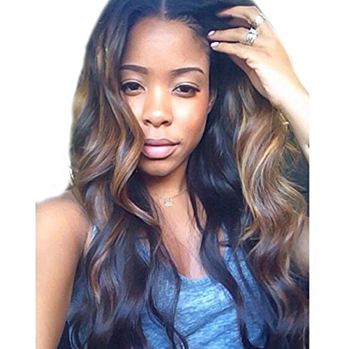 ZanaWigs Lace wig à cheveux humains ondulés brésiliens et implantation naturelle avec mèches ombrées sur filet sans colle Cover