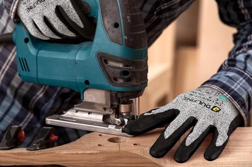 Image of DULFINE A3 /A4 /A9 Cut Resistant 2 /3 /6 /12 Pairs Work Gloves for Men & Women | Touchscreen, Foam Nitrile Coated, Ideal for Glass Cutting, Wood Carving