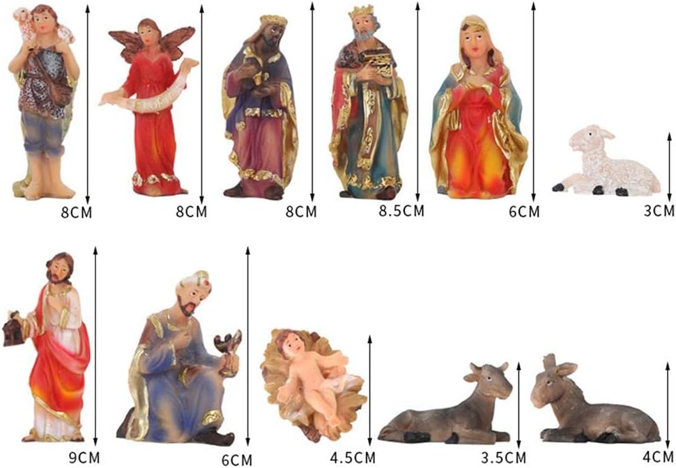 Baoblaze 11Pcs Christmas Nativity inch Scale, Nativity Christmas Figures Ornament
