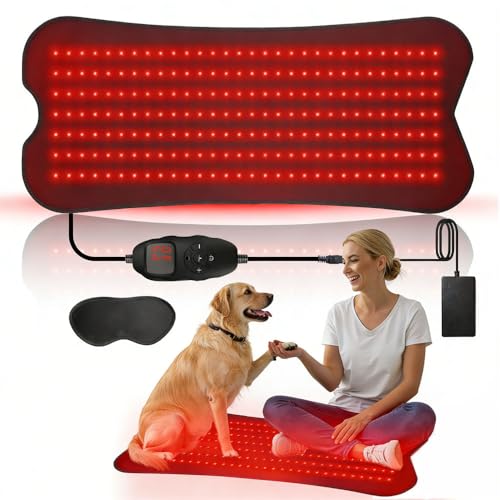 Rote Licht Matte für den Körper mit 210 LEDs 80 x 35 cm große Rote Licht Matte 660nm & 850nm rotem & nahinfrarotem Licht 5 Helligkeitsstufen und 5 Zeiteinstellungen für Beine Rücken Taille Schul