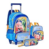 Kit Mochila Escolar Infantil Looloo Kids Com Lancheira Térmica E Estojo Com Bolso Duplo Lápis E Giz De Cera
