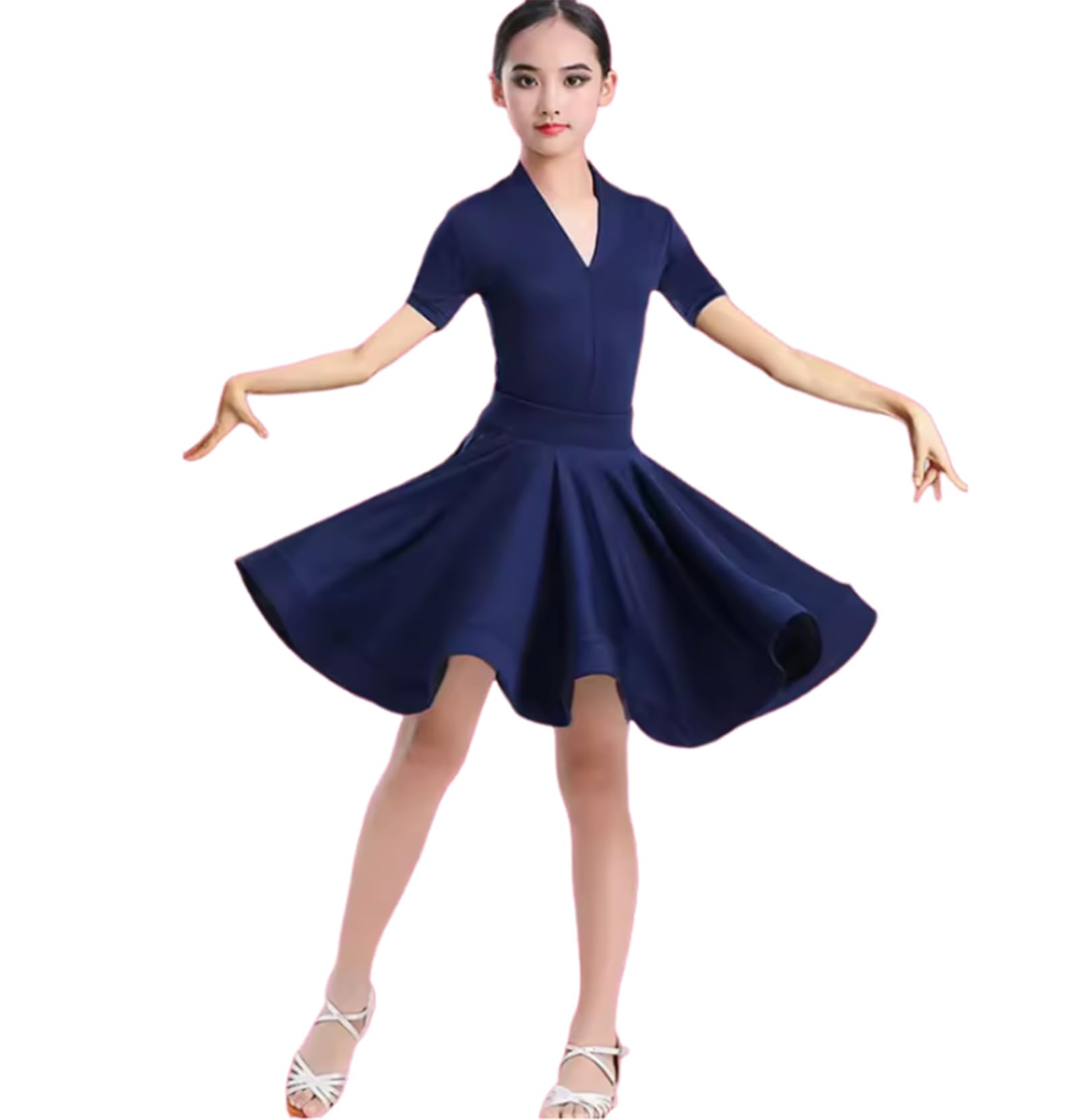 OTMYIGO Kinder Latein Tanzkleider für Mädchen Tango Ballsaal Kleid Party Bühnenaufführung Praxis Kostüme