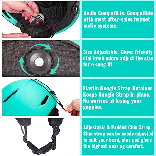 Turboske Ski Helmet, Snowboard Helmet Snow Sports Helmet, Audio Compatible And Lightweight, Astm Standard Helmet For Men, Women And Youth (L, Green) #TOP3