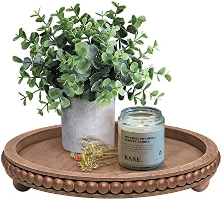 HPC DEC R OUR HAPPY PLACE 12in Round Wood Beaded Tray - Brown, Di...
