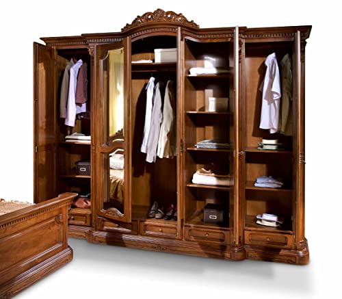 SIMEX Furniture - Cristina Collection - 5-Doors Wardrobe - Solid Wood - Natural Brown - Living Room, Office