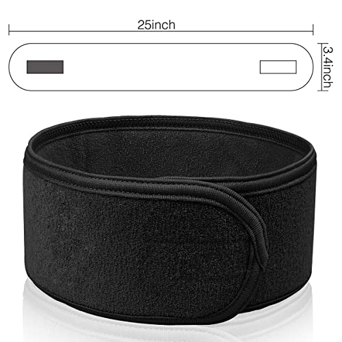 Denfany Spa Headband - Deluxe Face Wash Headband, Comfortable, Adjustable and Machine-Washable, Ideal for Showering, Makeup and Exercise (Black 3 Pack)