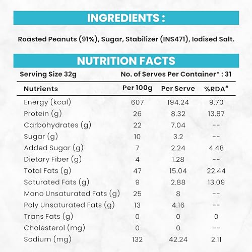 Image of Trubite Classic Peanut Butter (Crunchy) (1kg) | 26g Protein | Cholesterol Free | Indian Recipe | Delightful Taste