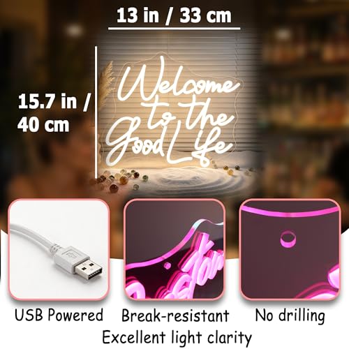 Image of Warm White Neon Sign Led Neon Lights Signs for Wall Decor USB Powered Led Signs for Room Decoration-Welcome to The Good Life