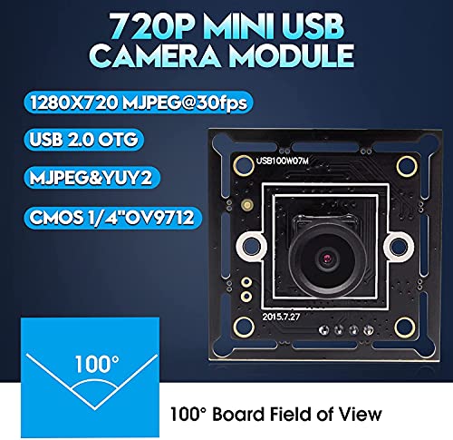 ELP USB Camera Module Wide Angle with 100degree Lens Megapixel Super Mini 720p Digital Embedded Webcam Board for Computer USB2.0 UVC Video PC Opencv Camera Module,with 3.3ft/1m Cable for Laptop - Image 2