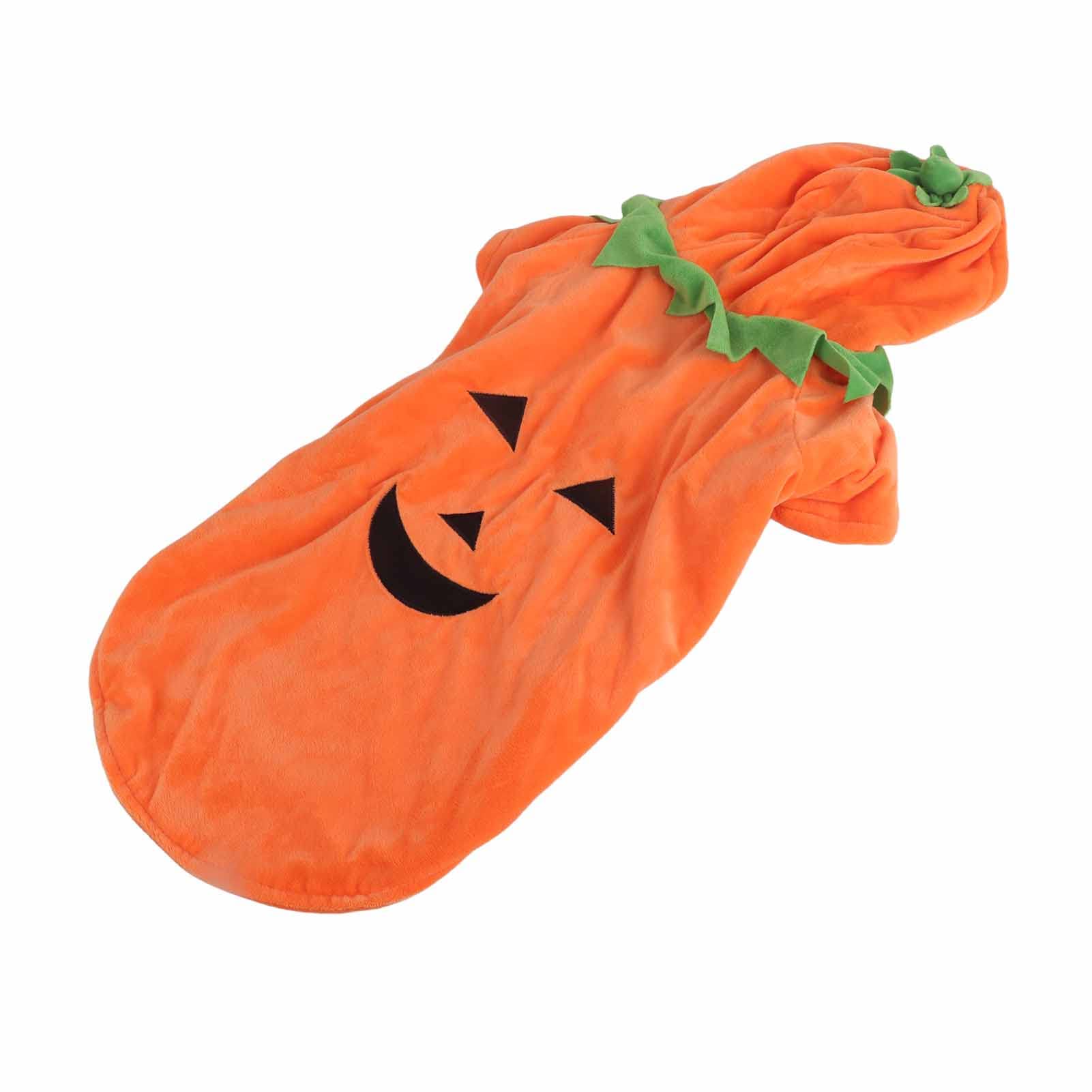 Qudinip Halloween Pumpkin Dog Clothes, Warm Fleece Dog Costume for Medium Large Dogs with Loose Collar, for Teddy Golden Retriever Bulldog (2XL) — image 1