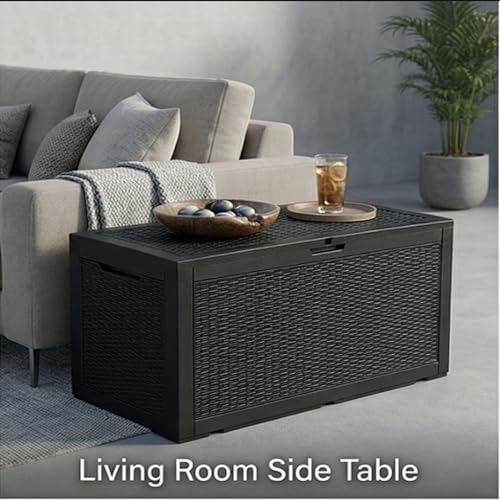 Image of The Artment Black StorraDeck 227 Ltr Storage Box - Waterproof, UV-Resistant Resin Deck Box with Lockable Lid for Indoor & Outdoor Multipurpose Use | Durable Storage for Balcony, Hall, Garden & Patio