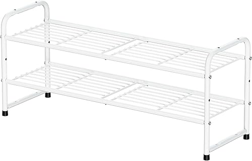 Miniatura 9 de Zapatero de 3 niveles, 32.5 pulgadas de ancho, apilable, resistente, estante organizador de almacenamiento de zapatos con altura ajustable para