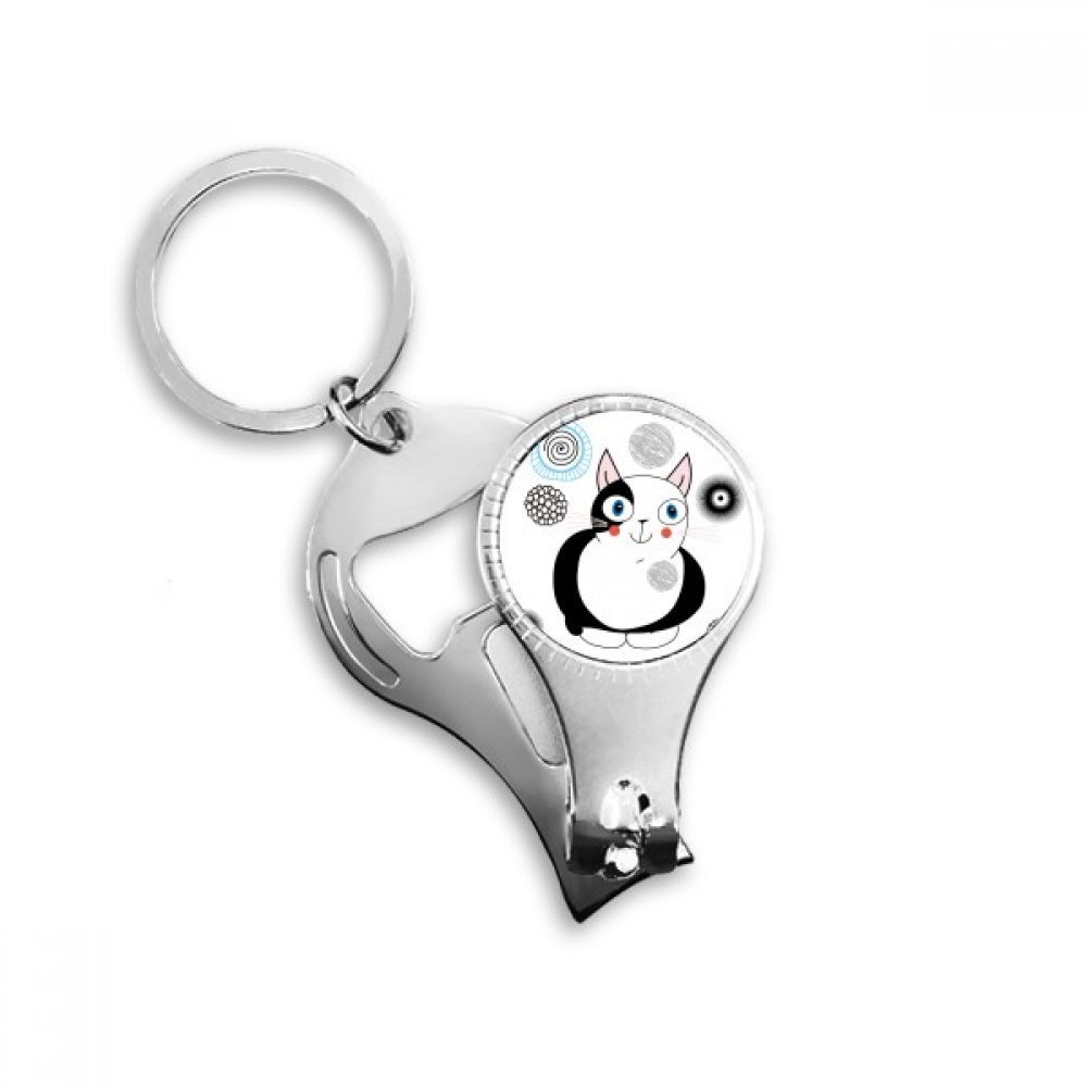 Porte-clés gros chat dessin animé coupe-ongles décapsuleur anneau métal
