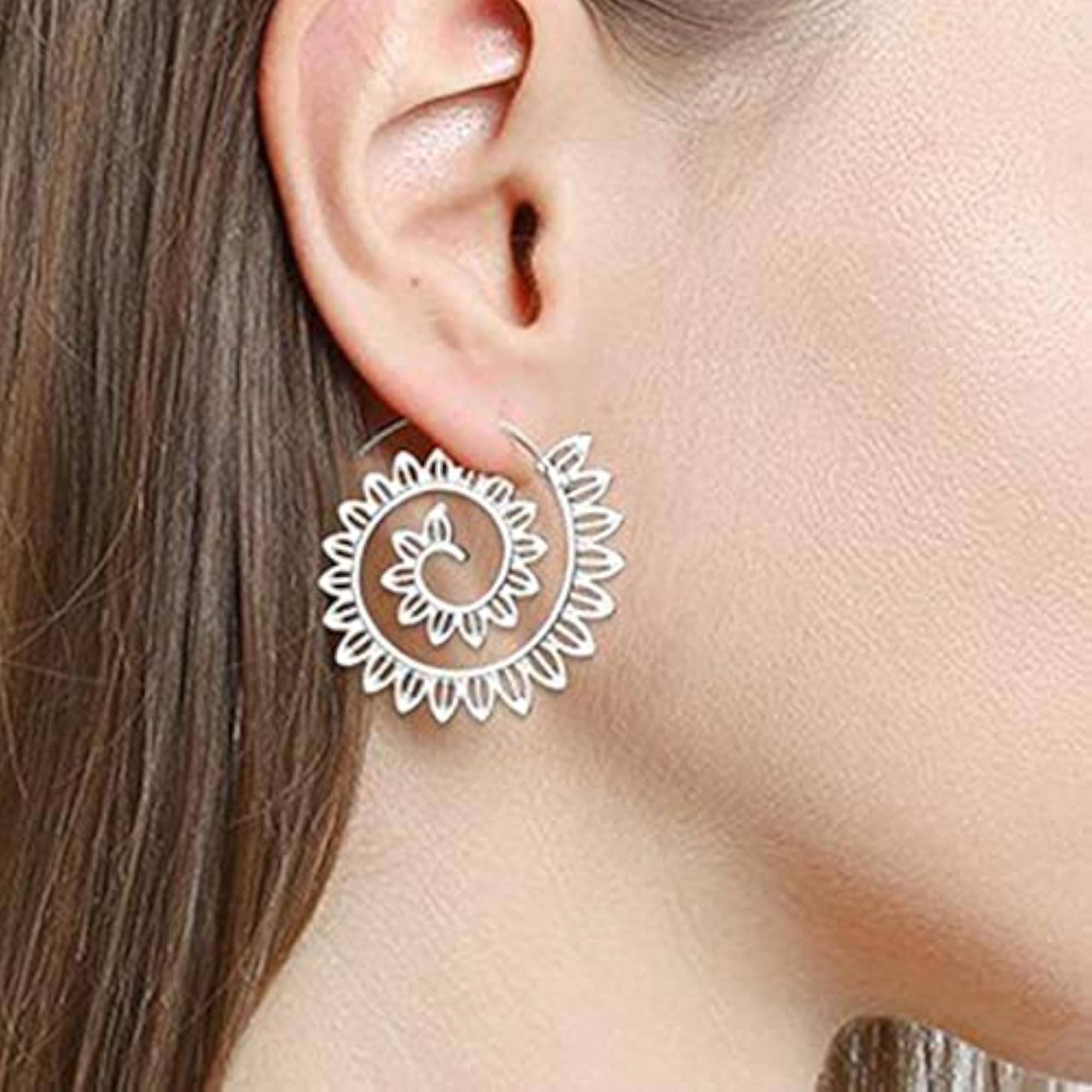 Spiral Silver Plated Drop Earrings
