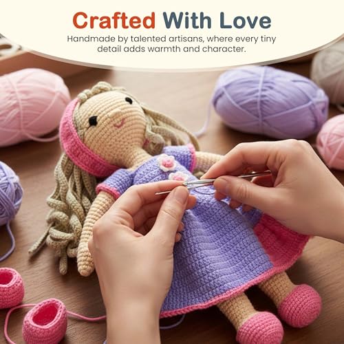 Image of Happy Thread Handmade Crochet Doll - Katherine | Amigurumi Toys for Girls & Boys | Soft Doll for Kids | Ideal Crochet Soft Toys for Gifting & Nursery Decor, Eco-Friendly, BIS Certified (100% Cotton)