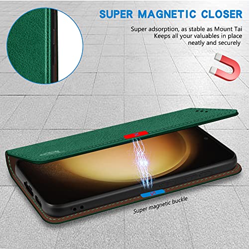 Image of ZZXX for Samsung Galaxy S23 Wallet Case Strong Magnetic 6.1 inch,Green