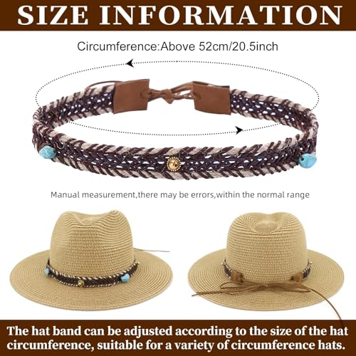 Image of Cowboy Hat Bands for Men Women, Leather Hatbands Belt for Cowboy /Western /Fedora /Cowgirl Hats