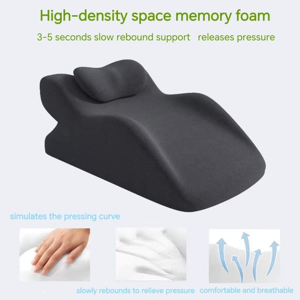 Memory Foam Wedge Pillow for Sleeping and Reading, Ergonomic Multi-Purpose Backrest, Superior Neck & Shoulder Support with Removable Cover (Dark Gray)