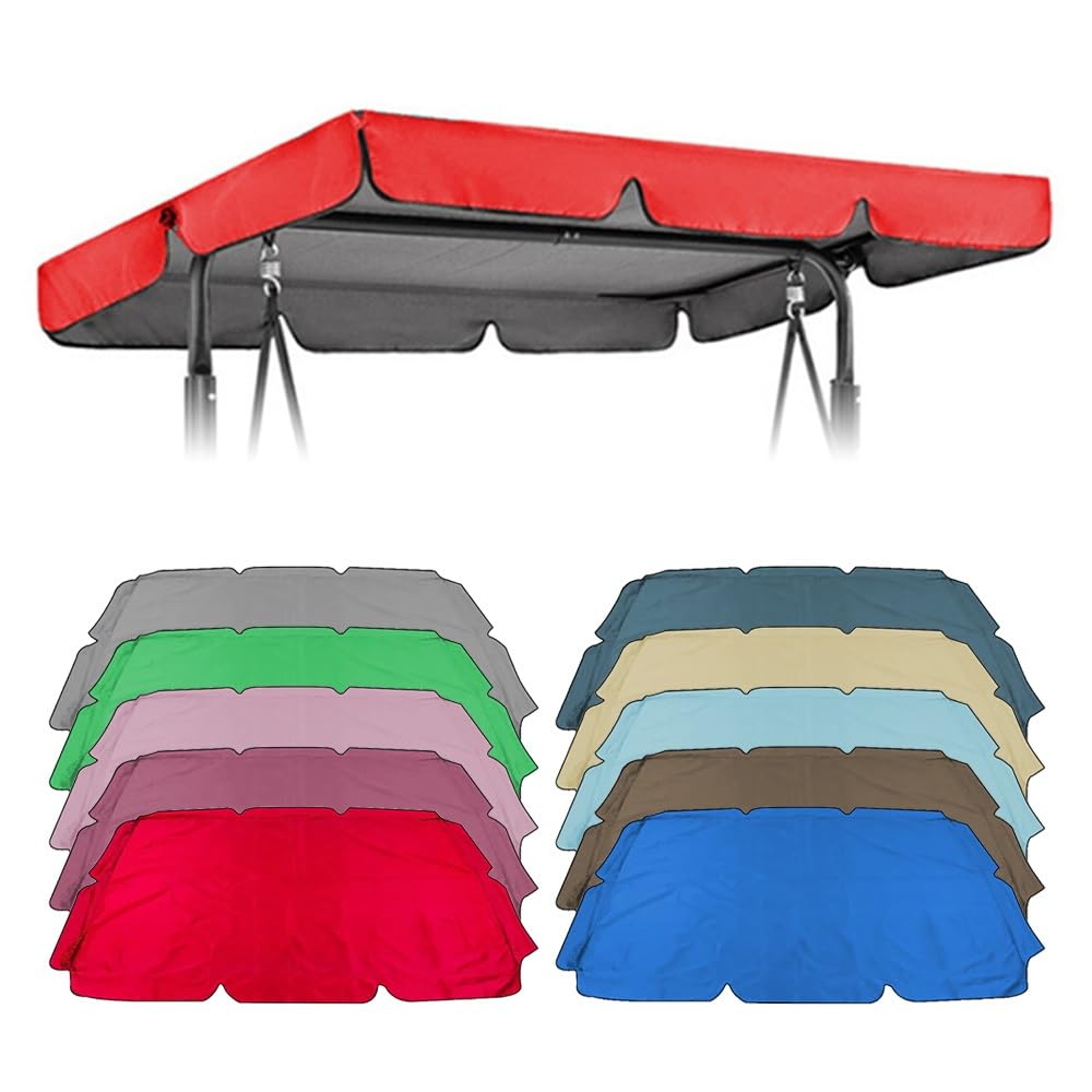 SMCMGECEUZ Universal Swing Canopy Replacement Garden Swing Chair Canopy Replacement Top Cover, Waterproof Top Cover For Patio Swings 56x47 65x45 75x52 77x49in(Red,195x125cm(77x49in))
