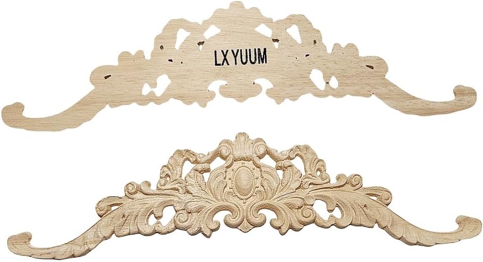 wood carved long onlay applique unpainted frame wood appliques and onlays for furniture (04, 40x11cm/15.75x4.33inch) 04 40x11cm/15.75x4.33inch