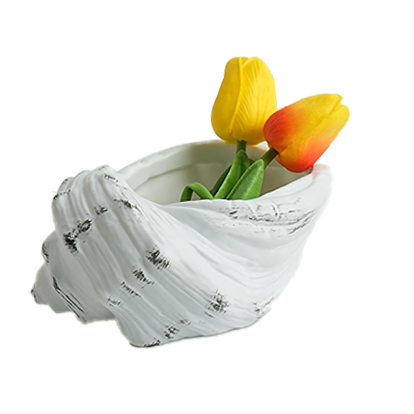 Tsophreniq Resin Flower Pots Handcrafted Nordic Succulents Planter Seashells Themed Flower Pots for Home and Offices Aesthetic Resin Succulents Planter