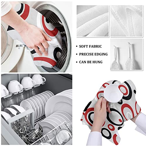 Edwiinsa Red Black Kitchen Dish Towels And Dishcloths Sets, Modern Geometric Boho Polka Dot Grey 1 Pack Absorbent Hand Towels Dish Rags With Hanging Loop For Home Cleaning #TOP4