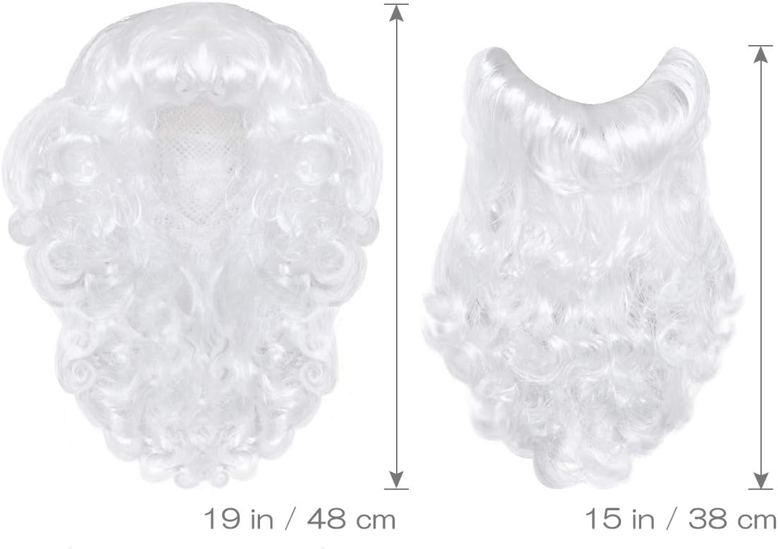 WINOMO Santa Wig and Beard Set Christmas Wig White Fancy Dress Costume